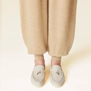 🆕 Loro Piana Size 41 Suede Summer Walk Charms Sandstone Beige Loafers 🇮🇹